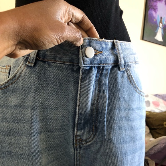 Cute wide leg high waist denim capris - Picture 4 of 16